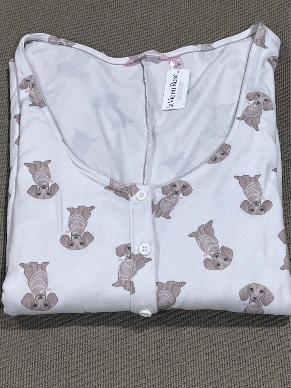 LA VIE EN ROSE Dachshund Dog Onesie size Large New with Tags pajamas